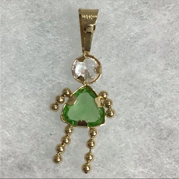 14K Yellow Gold August Girl Birth Month Charm - Picture 2 of 4